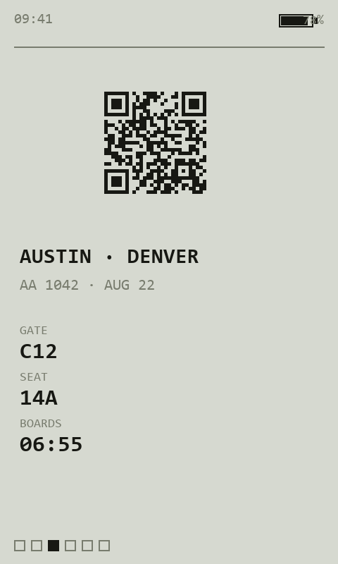 PaperDeck Tickets screen, UI mockup